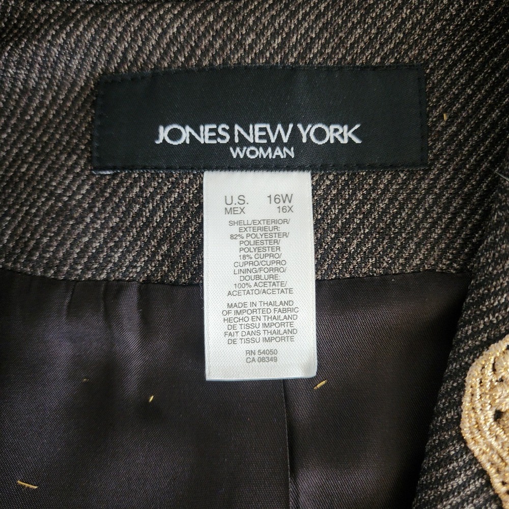 Jones New York‎ Blazer Women's 16W Brown Tweed Custom Jacket Old Money Heritage - Picture 11 of 14